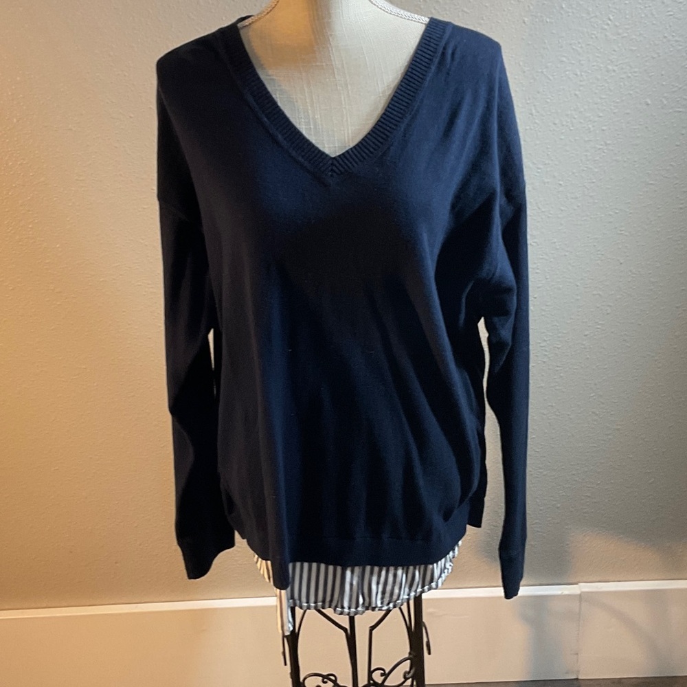 J. Jill Navy V-Neck Sweater